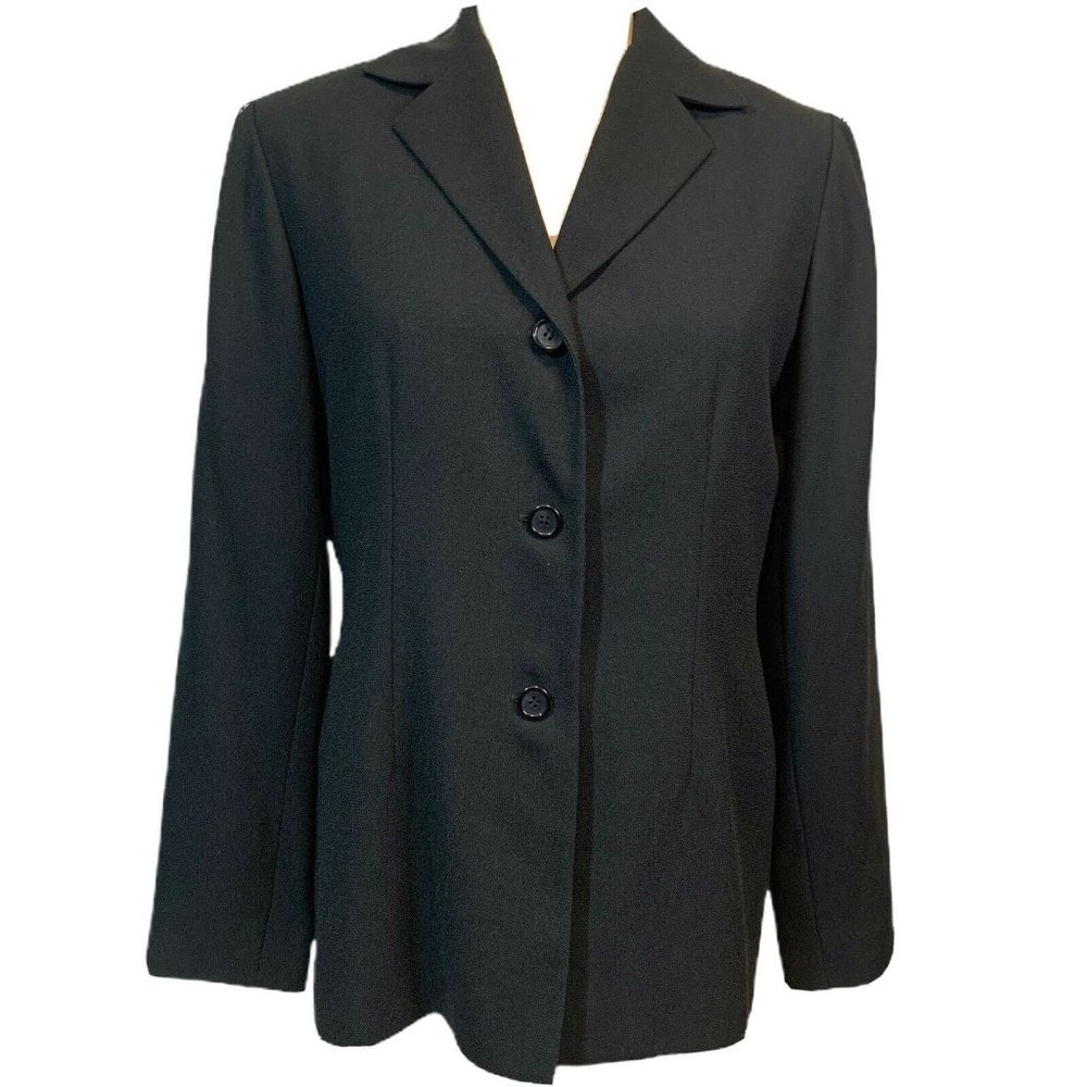 Herman Geist Black 3 Button Blazer Women‎ Size 8